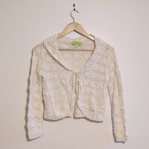 Ago e Filo white lace tie front cardigan blouse size M - Picture 2 of 6